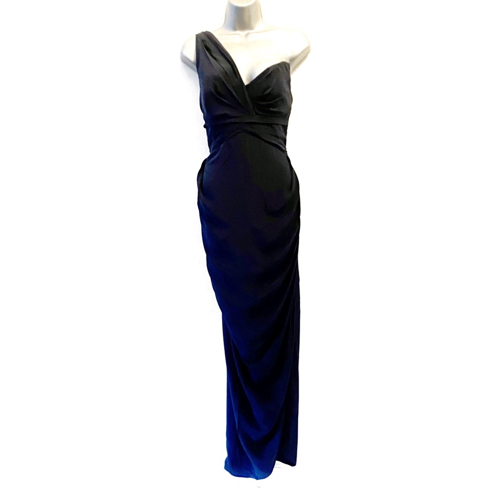 ZIMMERMAN One Shoulder Cocktail After Five Maxi Dress Size 10 Deep Navy Blue